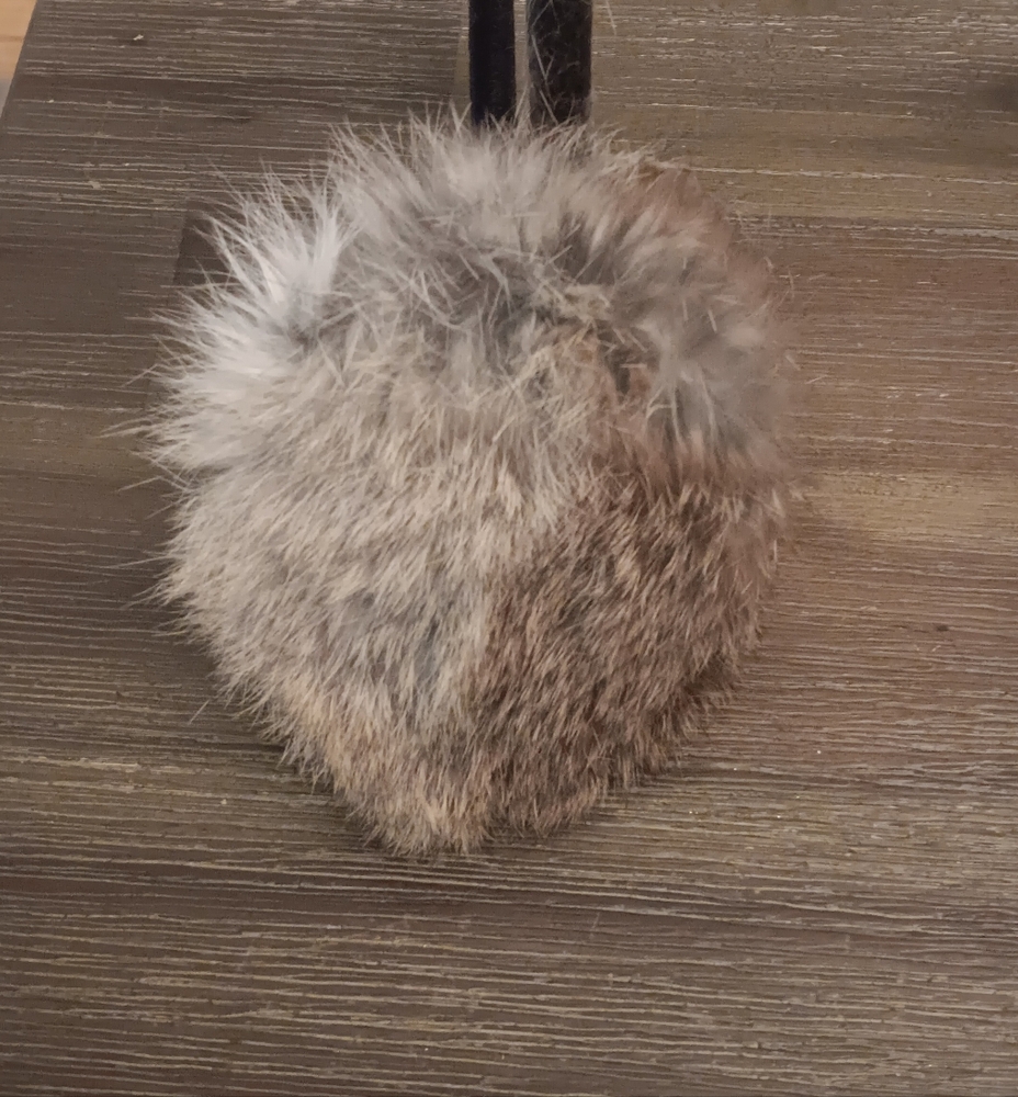 Elegant Rabbit Fur Earmuffs - Black and Gray - Picture 4 of 15